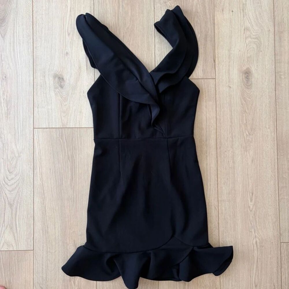 Hello Molly Black Ruffle Mini Dress Size 4